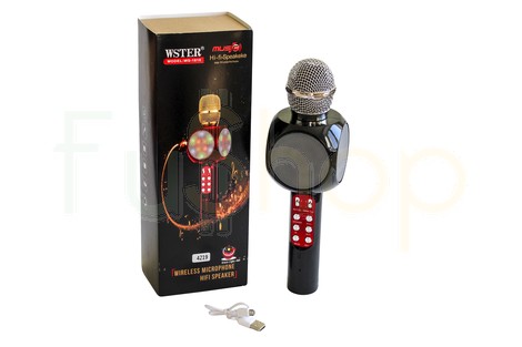 Беспроводная портативная Bluetooth колонка + караоке-микрофон + LED WS-1816 Wireless Microphone and Hi-Fi Speaker