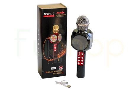 Безпровідна портативна Bluetooth колонка + караоке-мікрофон + LED WS-1816 Wireless Microphone and Hi-Fi Speaker