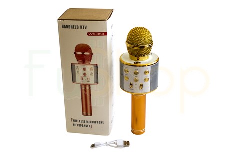 Безпровідна портативна Bluetooth колонка + караоке-мікрофон WS-858 Wireless Microphone and Hi-Fi Speaker