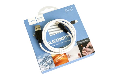 Кабель Hoco Silicone Charging Cable Lightning 1M (X21)