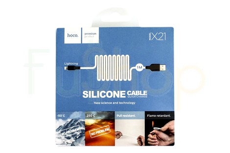 Кабель Hoco Silicone Charging Cable Lightning 1M (X21)