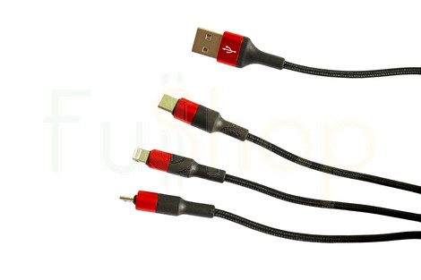 Кабель Hoco Xpress One Pull Three Charging Micro-USB+Lightning+Type-C 1M (X26 3in1)