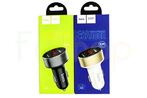 Универсальное автомобильное зарядное устройство Hoco Z26 High Praise Dual Port Car Charger with Digital Display 2.1A