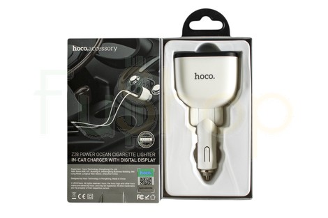 Універсальний автомобільний зарядний пристрій Hoco Z28 Power Ocean Cigarette Lighter in-Car Charger with Digital Display 3.1A