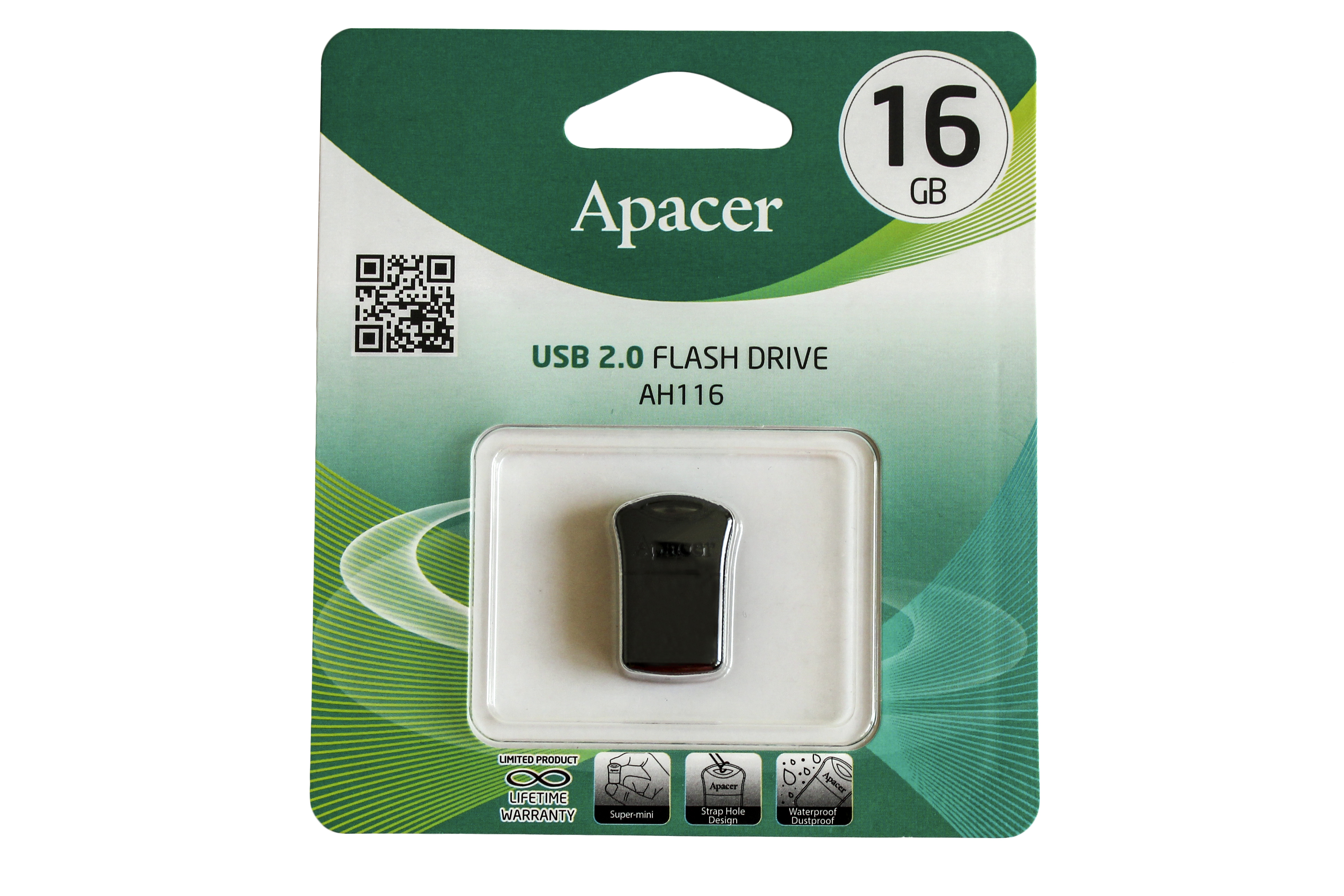 USB-флеш-накопичувач APACER 16GB AH116 Super Mini Black (AP16GAH116B-1 ...